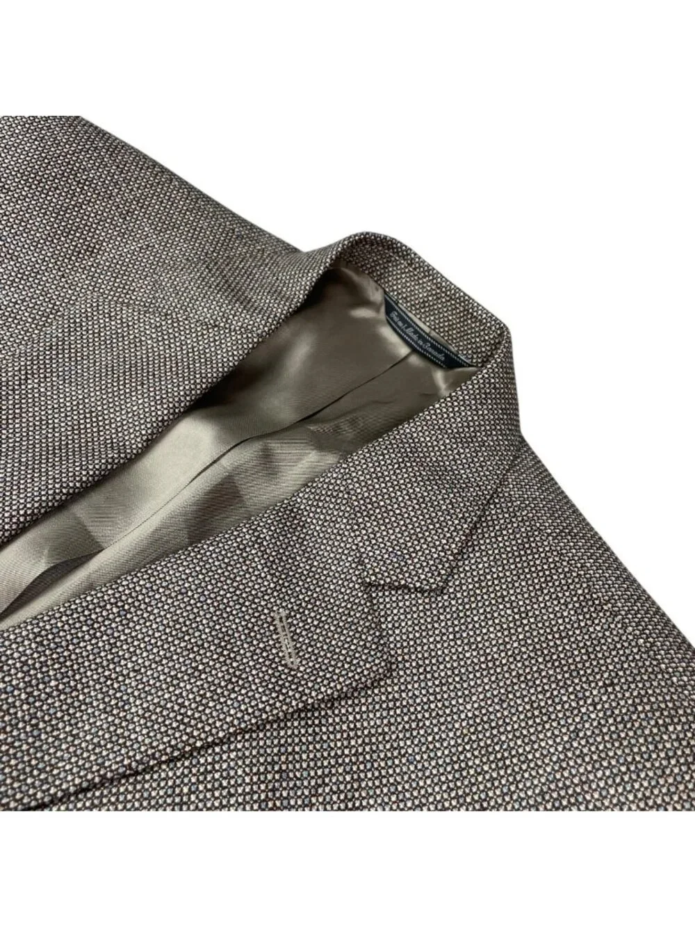 Jack Victor Men’s Boca Silk/Linen/Wool 2-Button Blazer Brown/Blue Nailhead • 42S